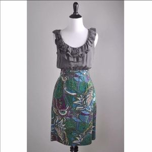 Anthropologie Gray Maeve Paisley Party Dress